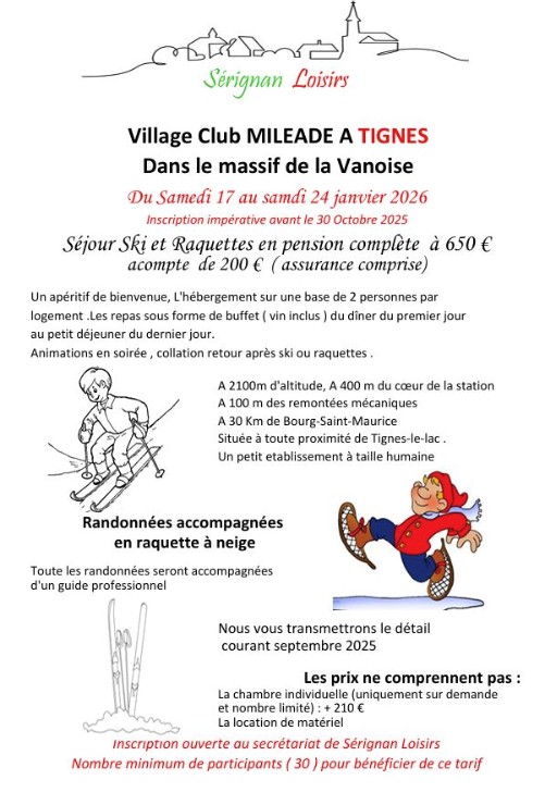 sortie tignes serignan loisirs