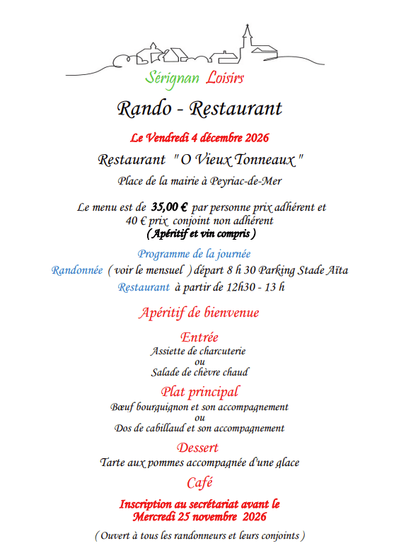 rando restaurant par serignan loisirs